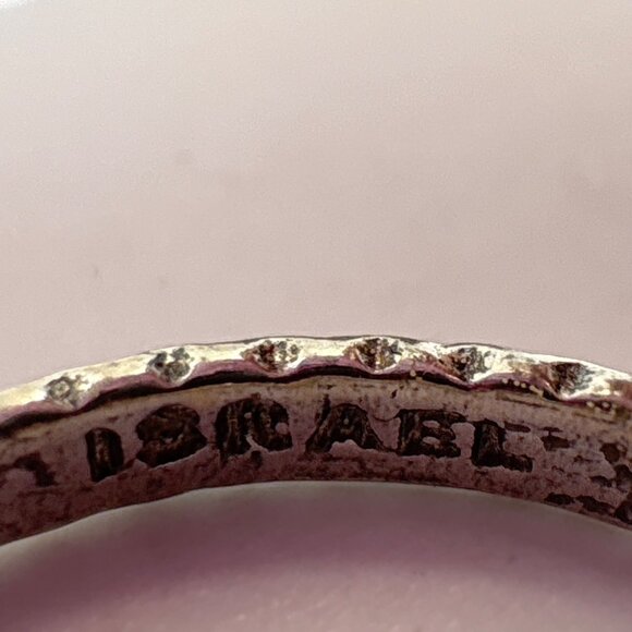 VTG Solid Sterling Silver 925 Illusion Stone Beaded Band Minimalist Ring Size 7 - Picture 6 of 11